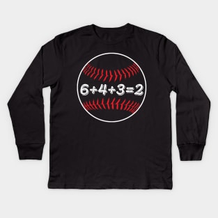 643 Double Play Baseball Player Gift Baseball Saying Kids Long Sleeve T-Shirt